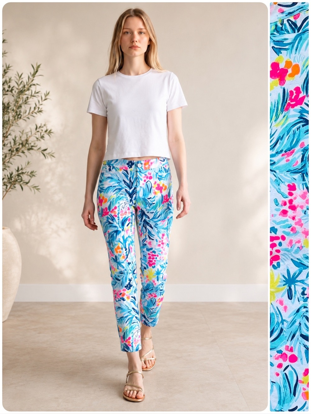 Lilly Pulitzer Kelly Ankle Skinny Pants Stretch Serene Blue Lightweight
